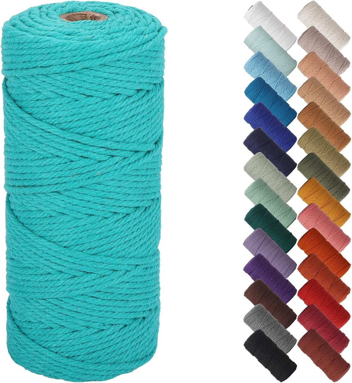 3mm x 109 Yards Natural Macrame Cord, Beige Cotton Rope for Wall Hangings, Plant Hangers, DIY Crafts & Knitting